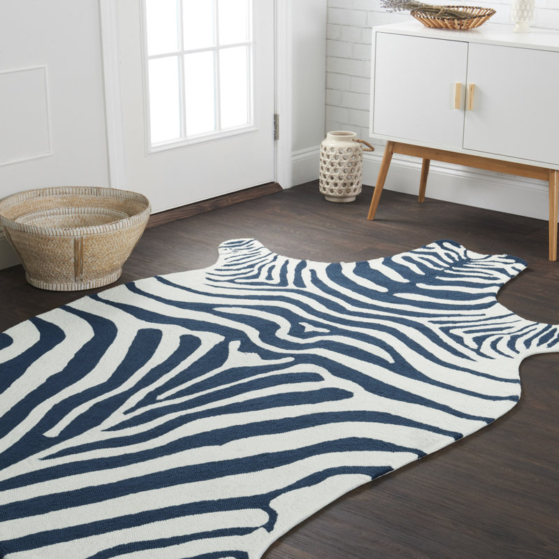 Zayas Animal Print Navy Blue Indoor/Outdoor Area Rug Joss & Main